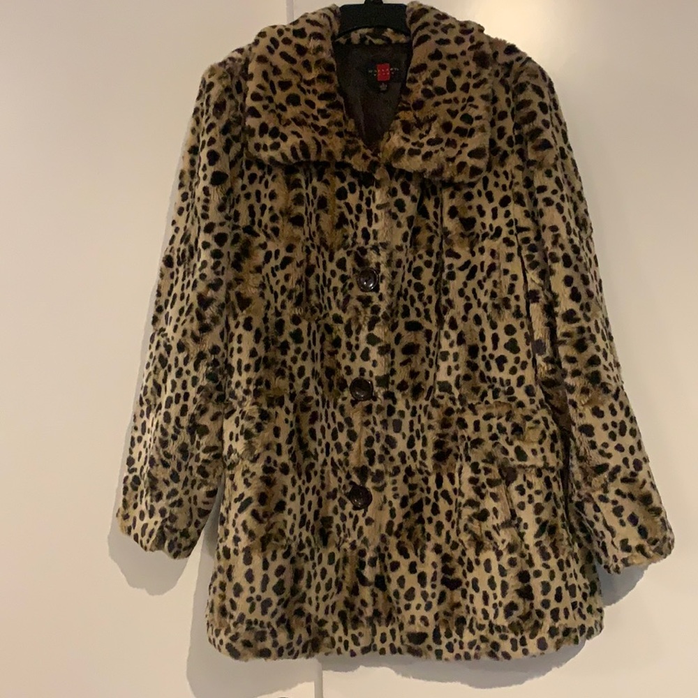 Woman’s fun faux animal print jacket.